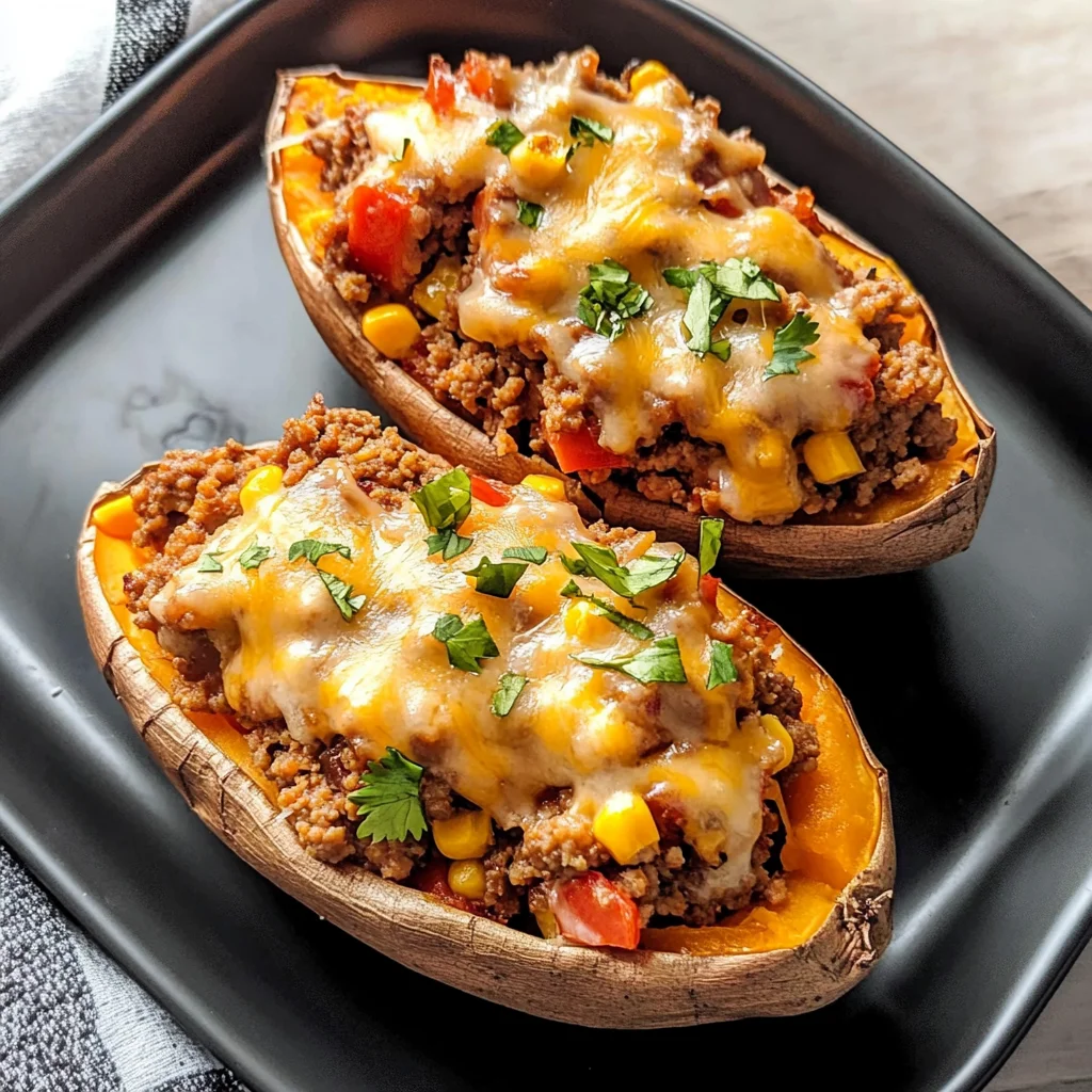 Ground Turkey Stuffed Sweet Potato