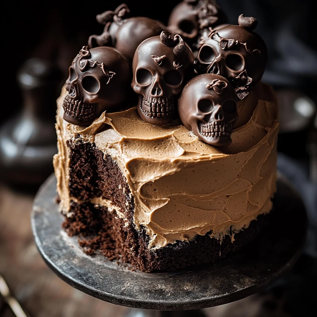 High Altitude Ginger Chocolate Skull Cake for Halloween
