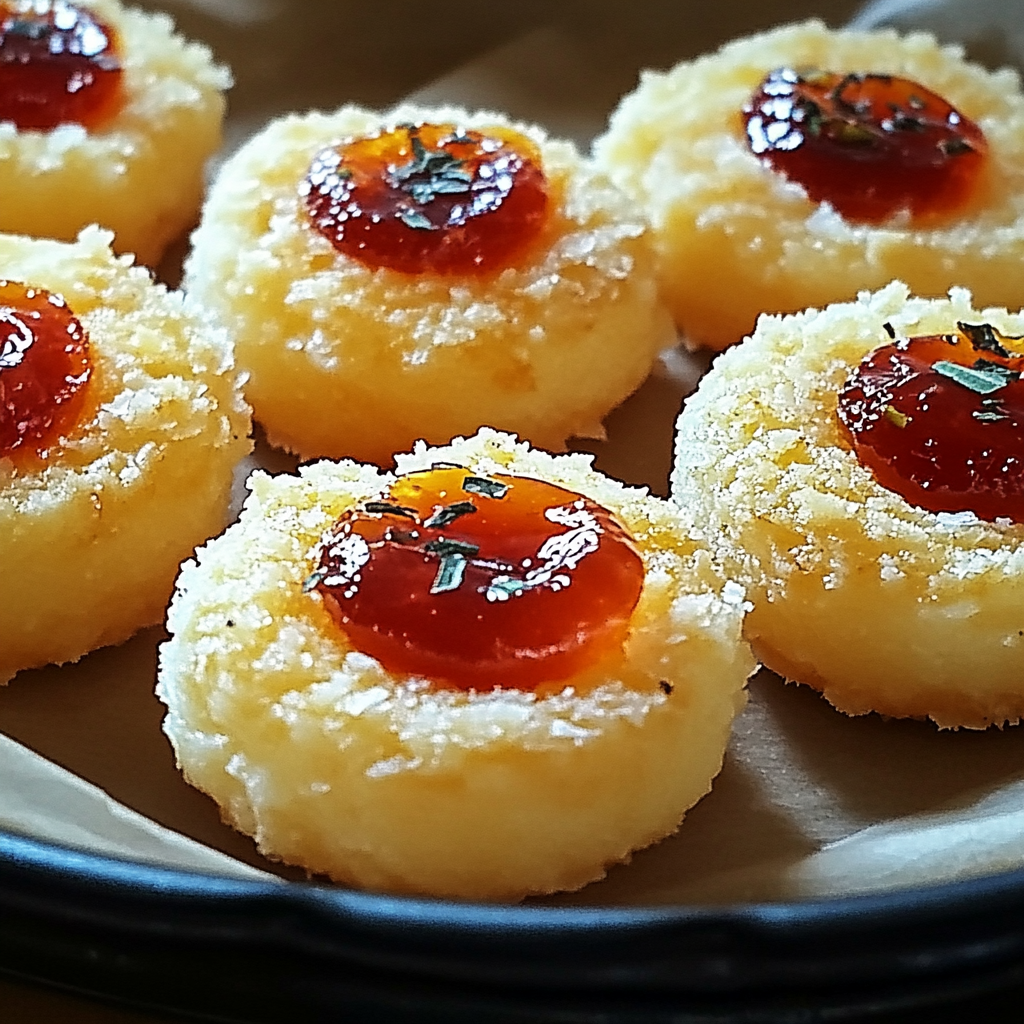 Cheesy Thumbprint Appetizers with Hot Pepper Jelly