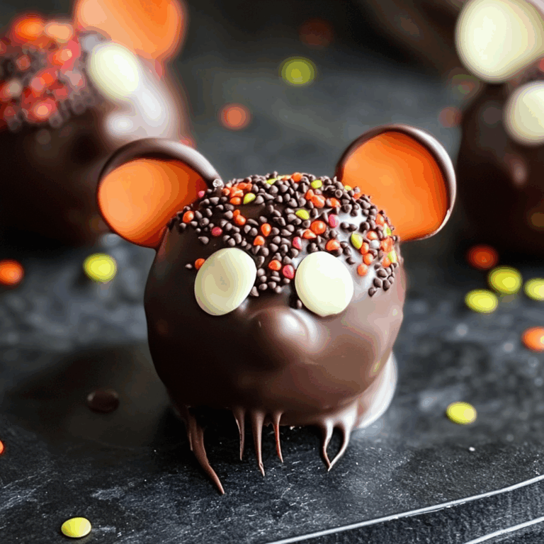 Halloween Dessert – Strawberry and Chocolate fudge mice