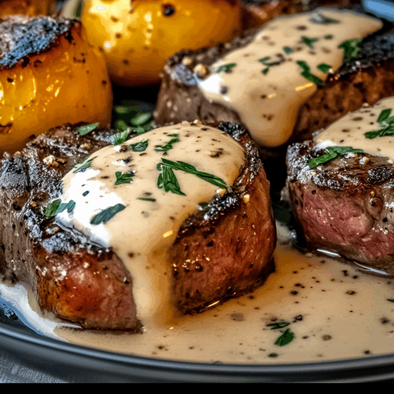 Juicy Steak with Creamy Garlic Sauce