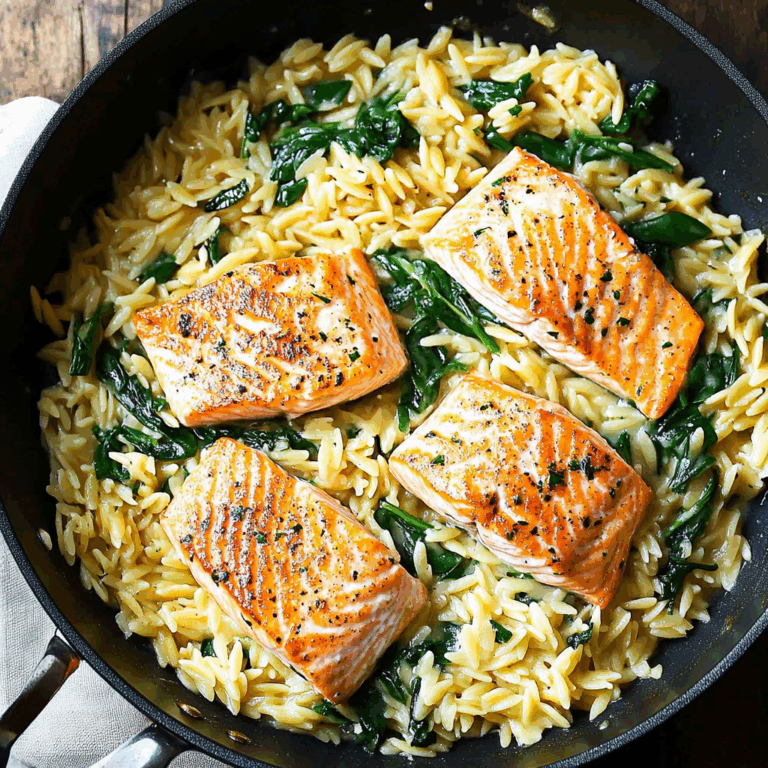 One Skillet Salmon with Lemon Orzo