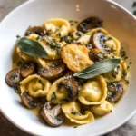 Cheese Tortellini with Butter, Mushrooms, and Crispy Sage