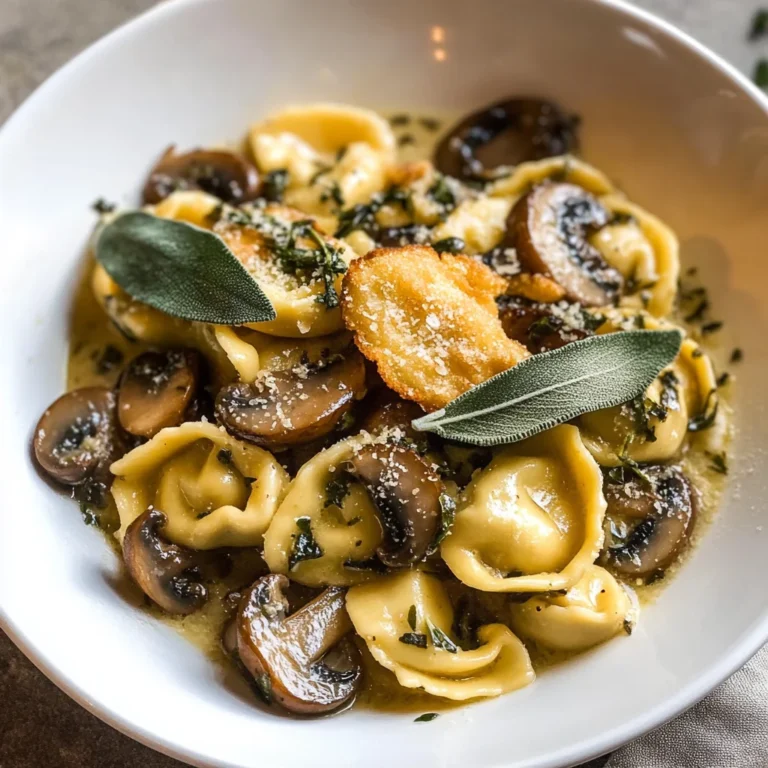 Cheese Tortellini with Butter, Mushrooms, and Crispy Sage