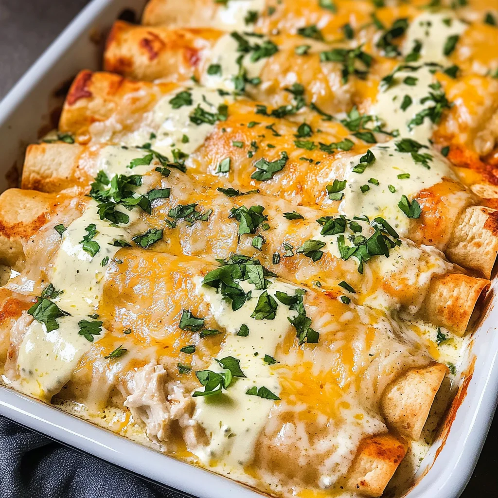 Chicken Enchiladas with Sour Cream White Sauce
