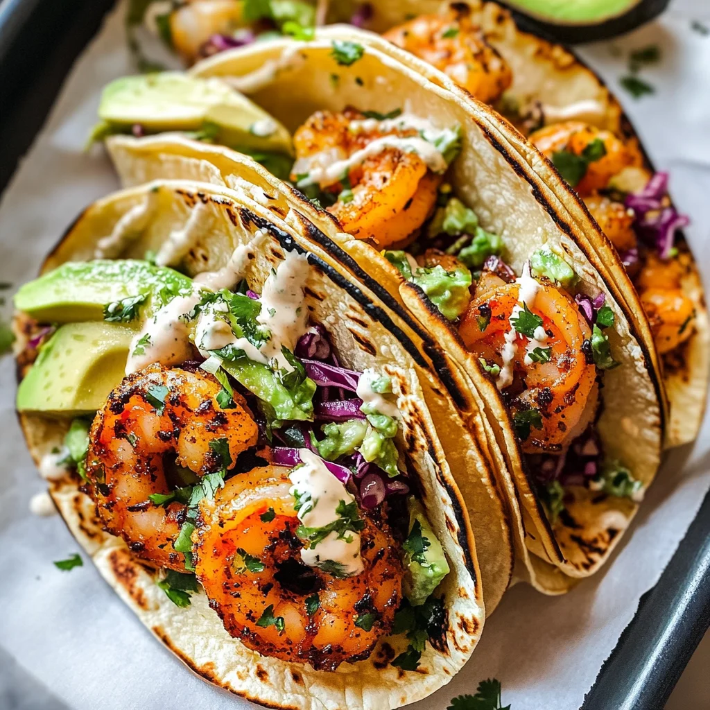 Cilantro Lime Shrimp Tacos with Creamy Slaw