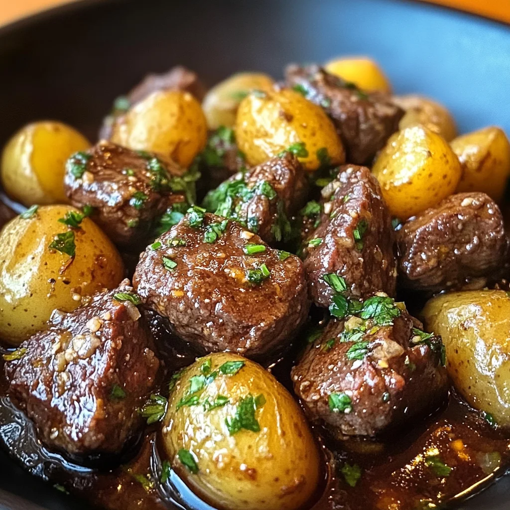 Garlic Butter Beef Bites with Potatoes
