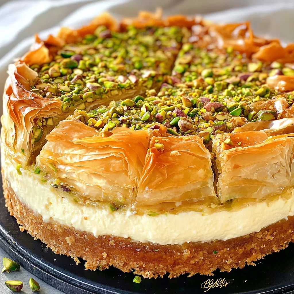 Honey Pistachio Baklava Cheesecake