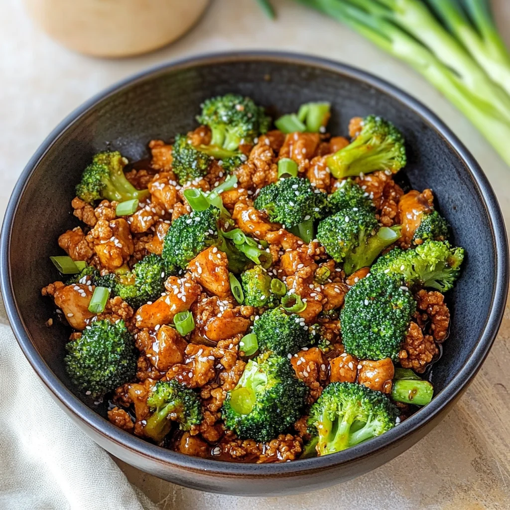 Honey Sriracha Ground Chicken and Broccoli