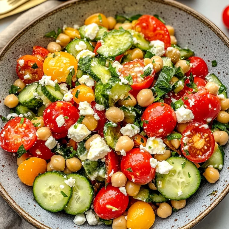 Easy Chickpea Cucumber Salad with Feta and Tomatoes