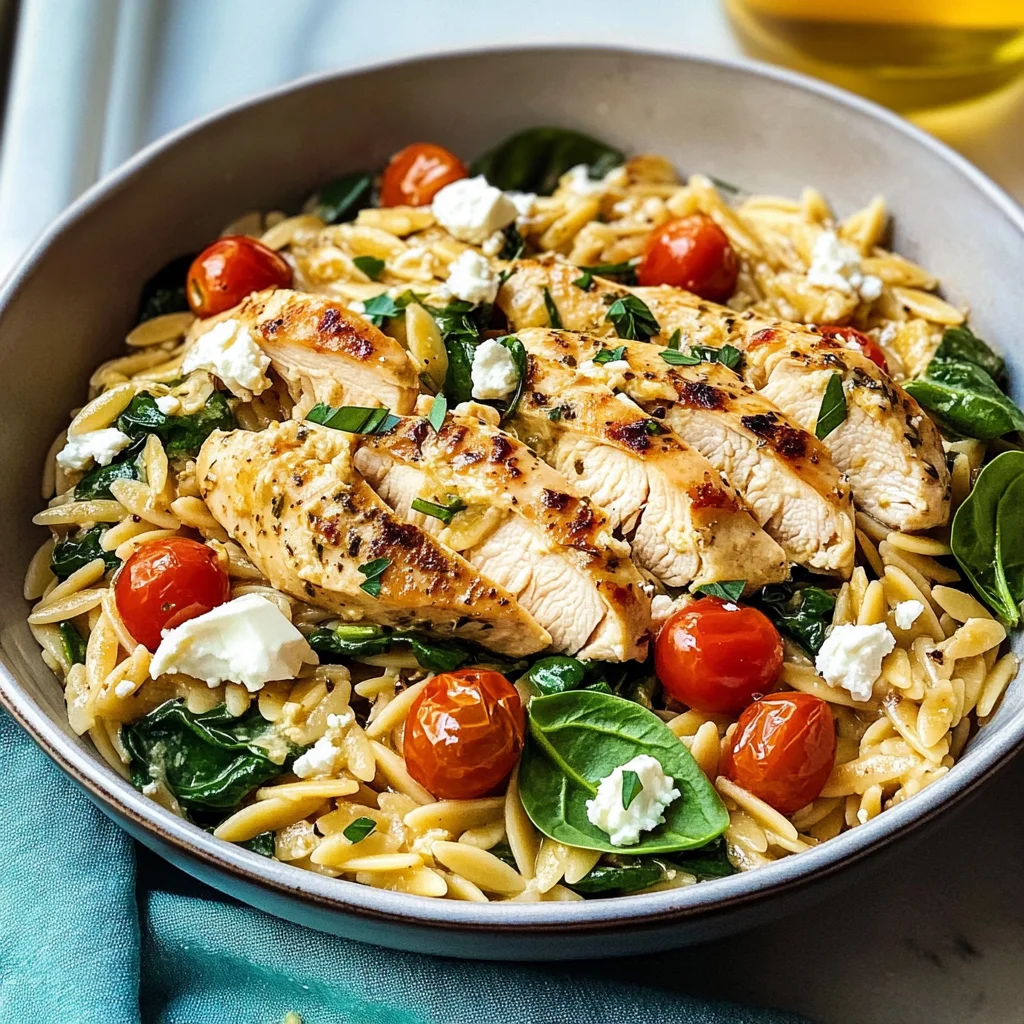 High Protein Mediterranean Chicken Orzo