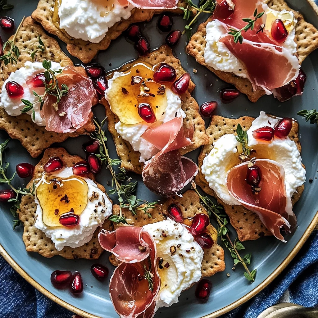 Honey Whipped Ricotta and Prosciutto Crackers