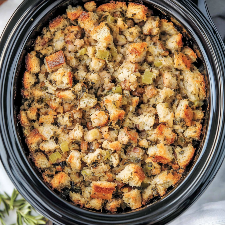 5-Ingredient Slow Cooker Dressing – Easy Stuffing Recipe for Crockpot, Oven-Baked, & Freezer
