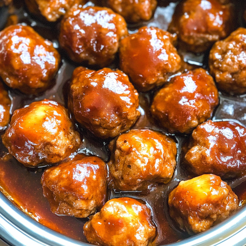 Peach Bourbon Meatballs